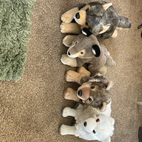 Wild Republic Other - Plush Wolf Pack Stuffed Animals, 3 wolves, 1 fox